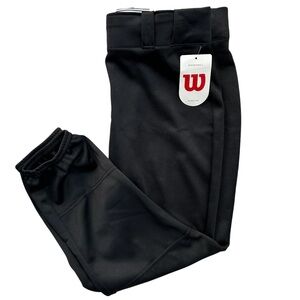 WILSON YOUTH NWT! Black Baseball Pants Zipper Snap Tunnel‎ Belt Loops SIZE XL